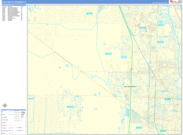 Palm Beach Gardens City Digital Map Basic Style